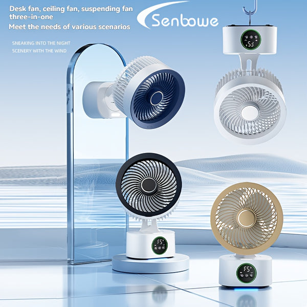 SENBOWE USB-Powered Large Wind Desktop Fan with Colorful LED Lights