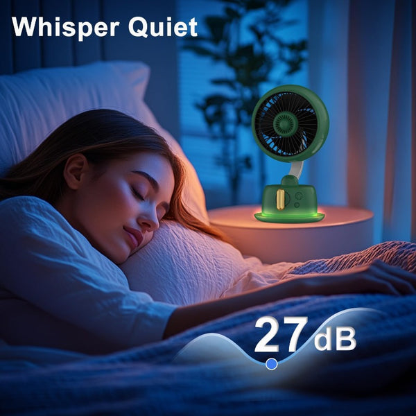 Magnetic Aromatherapy Desk FanCordlessTable Air Circulator Fan with Night Light 120° Auto Swing