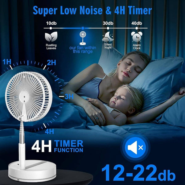 Rechargeable Battery Foldable Desk Travel Camping Pedestal Fan