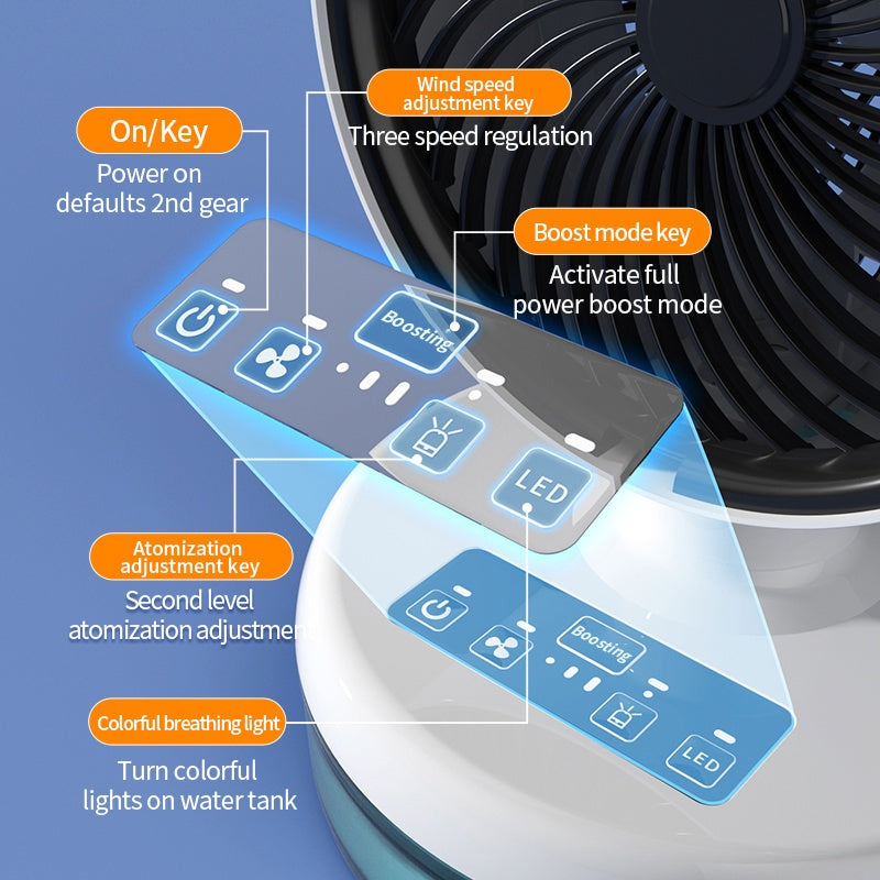 Quiet, Portable, and Energy-Efficient Desk Fan with Cool Mist Function - Large, Modern