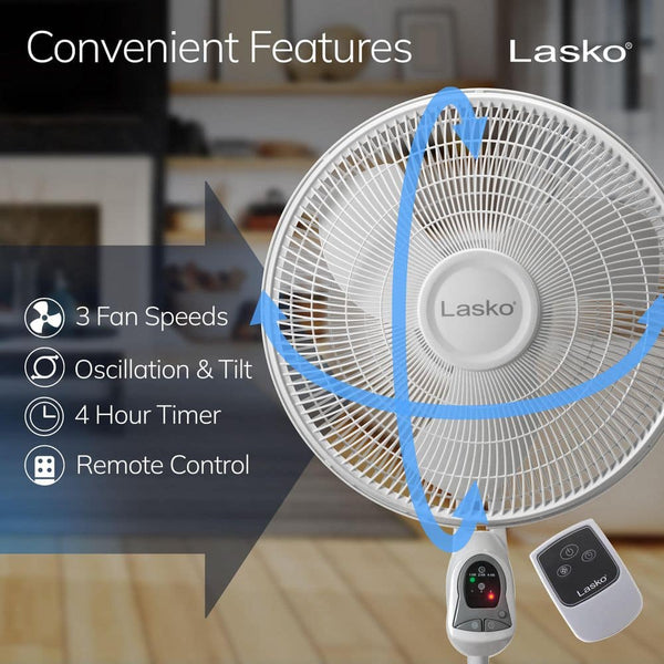 16 in. 3 Speed Oscillating Pedestal Fan with Adjustable Height