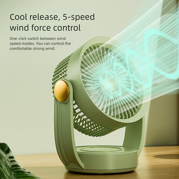 Ultra-Quiet USB Desk Fan with Standing\u002FHanging Base - Compact Mini Personal Cooling Fan