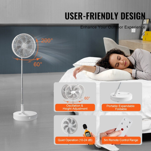 Quality Assurance 12 Inch Foldable Oscillating Standing Fan with Remote Control