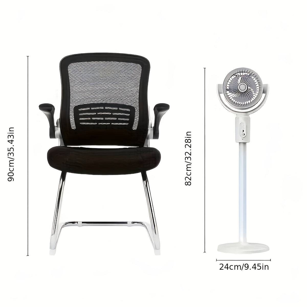 3-in-1 Vertical Fan, 90°+ 180° Oscillation, 5-Speed Settings, Type-C Charging Port