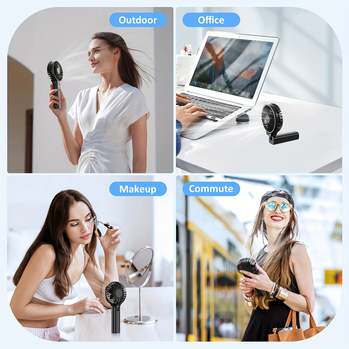 USB Handheld Fan - 6 Speeds Adjustable, 3000mAh Battery, Power Digital Display