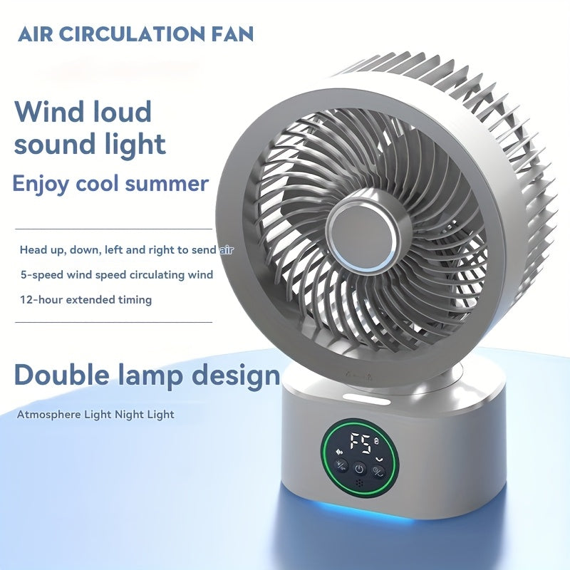 SENBOWE USB-Powered Large Wind Desktop Fan with Colorful LED Lights
