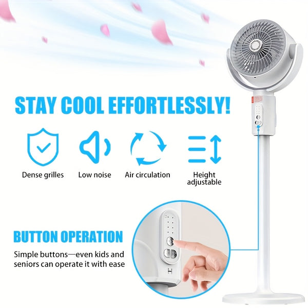 2-in-1 High-Power Standing\u002FDesk  with Remote Control, 360° Circulating Wind & Quiet Operation