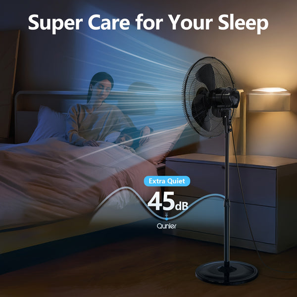 16\u002F18-Inch Pedestal Stand Fan - Quiet 3-Speed Operation, Adjustable Tilt And Height