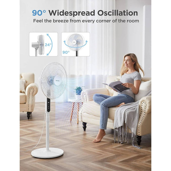 16-Inch Oscillating Pedestal Fan with Remote Control, Adjustable Height (Low\u002FHigh) - Ultra Quiet Motor