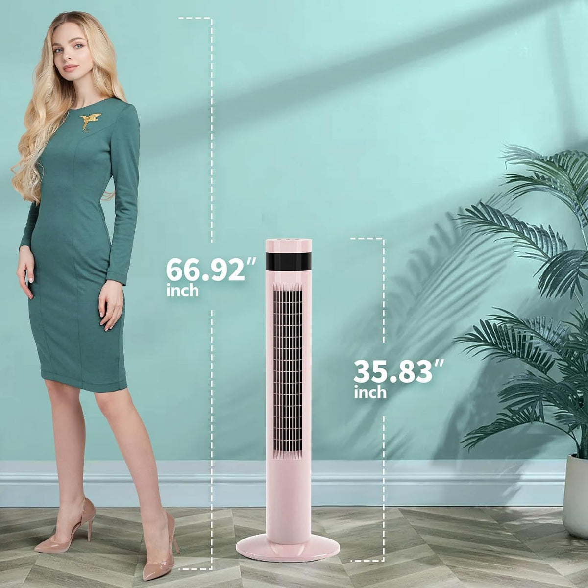 Tower Fan, Oscillation fan with Remote Control, Standing fan for office, 3 Wind Modes, Time Settings