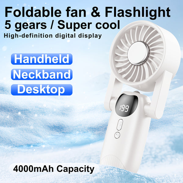 Foldable Digital Display Mini Fan, Essential for Outdoor Office & Students