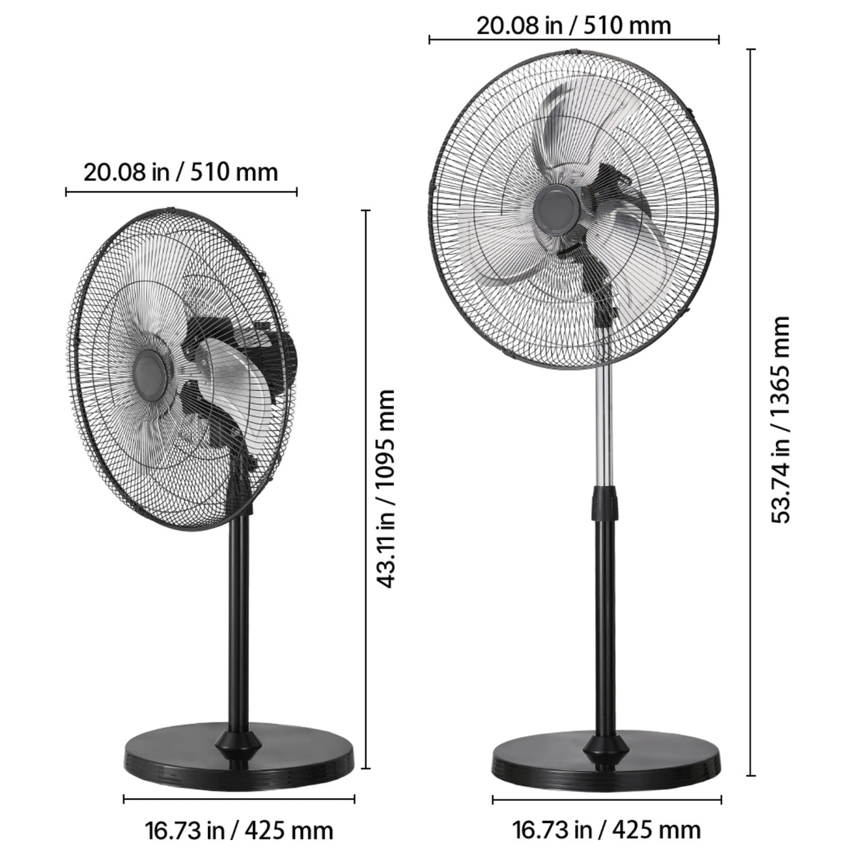 VEVOR 18\u002F20\u002F24\u002F30 inch Industrial Pedestal Fan 3-Speed Oscillating Fan Height Adjustable