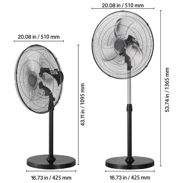 VEVOR 18\u002F20\u002F24\u002F30 inch Industrial Pedestal Fan 3-Speed Oscillating Fan Height Adjustable