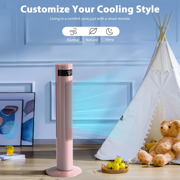 Tower Fan, Oscillation fan with Remote Control, Standing fan for office, 3 Wind Modes, Time Settings