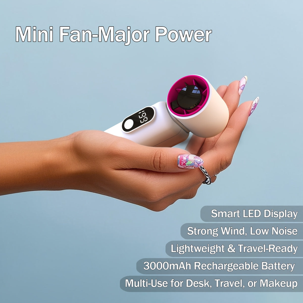 3000mAh Portable Handheld Mini Fan - 30% Longer Battery Life