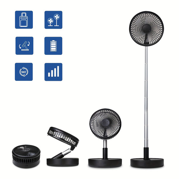 Primevolve Portable Standing Fan, Rechargeable USB Floor Standing Desktop Fan with Remote Control