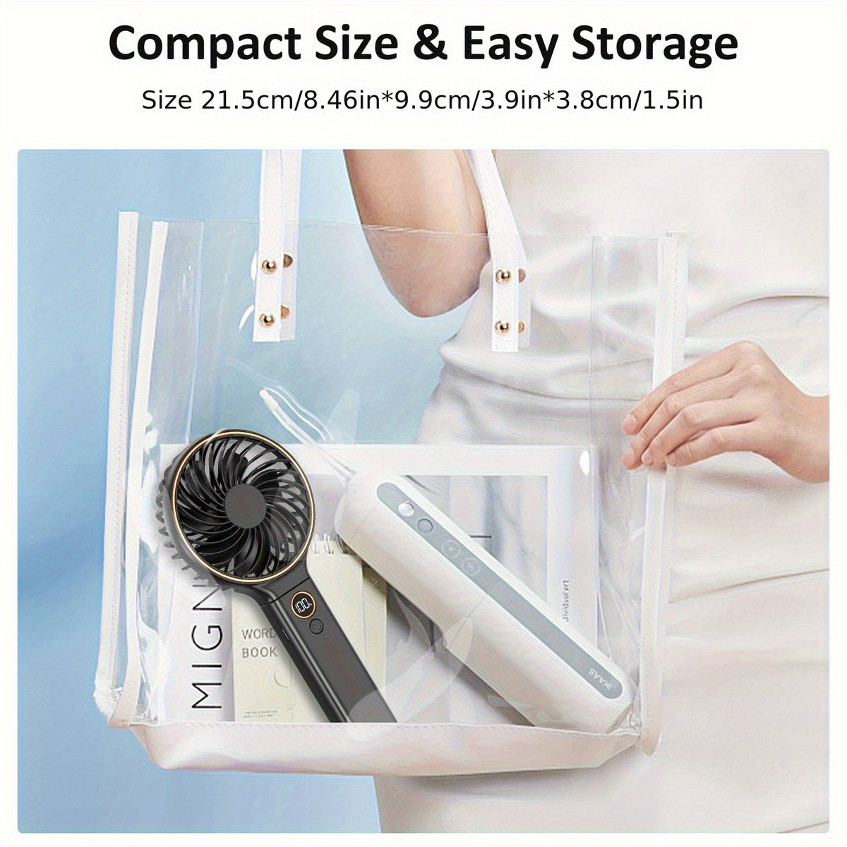 USB Handheld Fan - 6 Speeds Adjustable, 3000mAh Battery, Power Digital Display