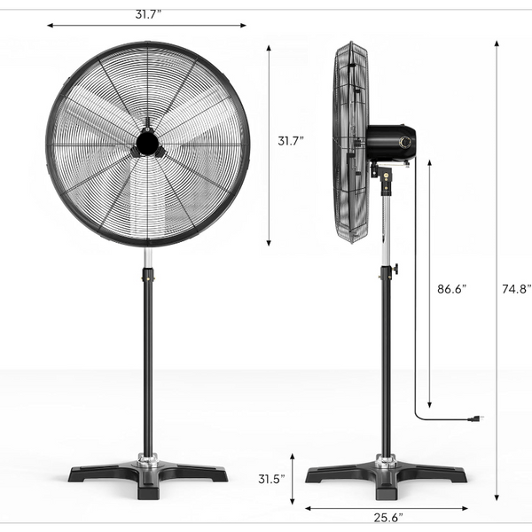20\u002F 30 Inch Industrial Pedestal Fan, 5000CFM High Velocity and Heavy Duty Standing Fan