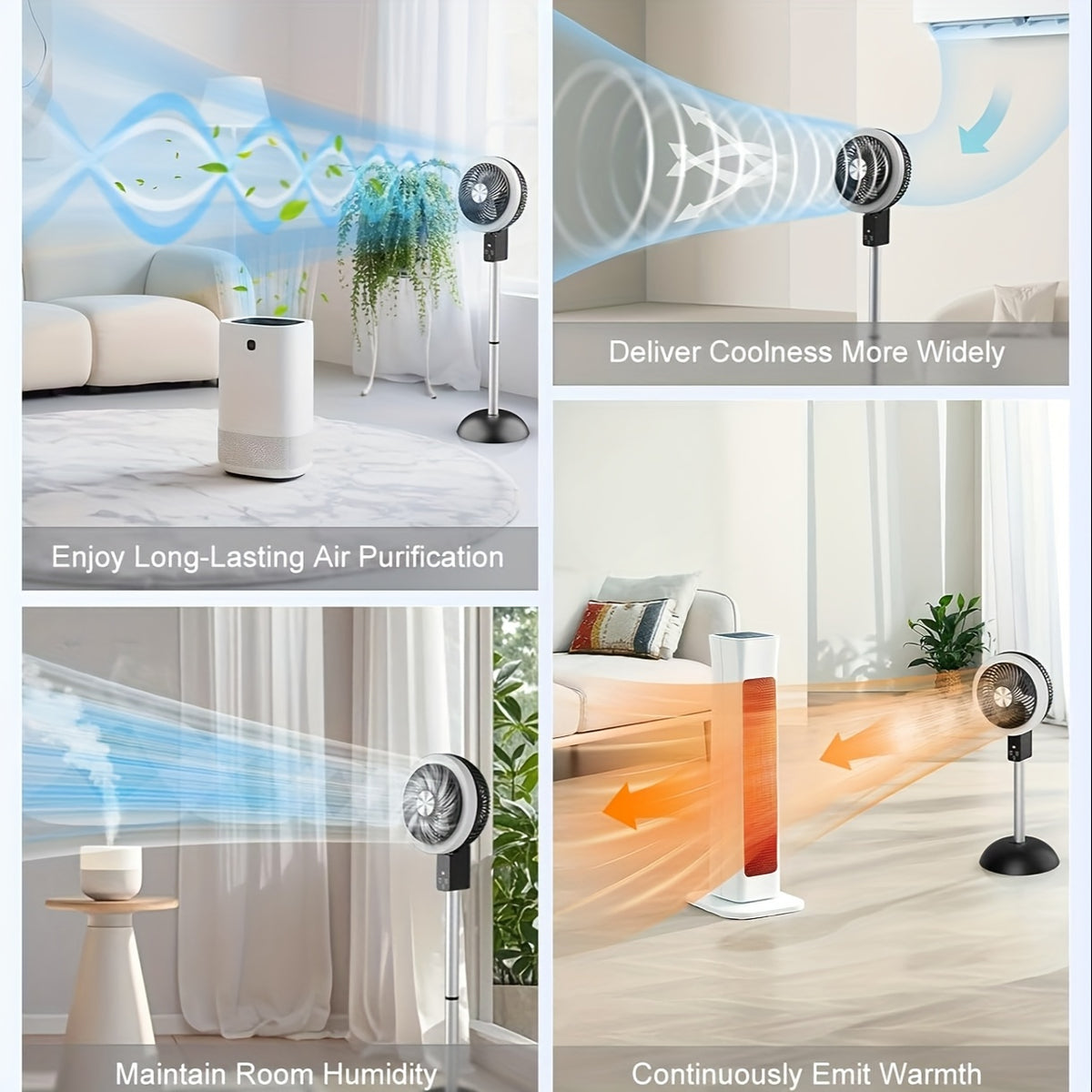 Oscillating Pedestal  with Remote, 10000mAh Quiet Floor  with DC Motor, Standing  for Home