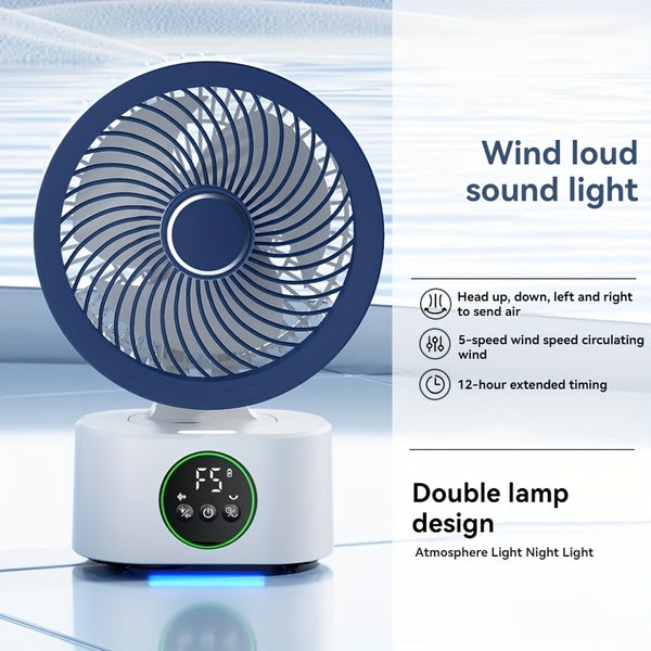 SENBOWE USB-Powered Large Wind Desktop Fan with Colorful LED Lights