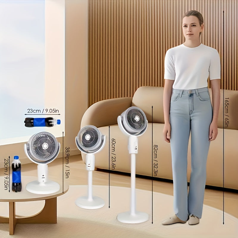 3-in-1 Vertical Fan, 90°+ 180° Oscillation, 5-Speed Settings, Type-C Charging Port