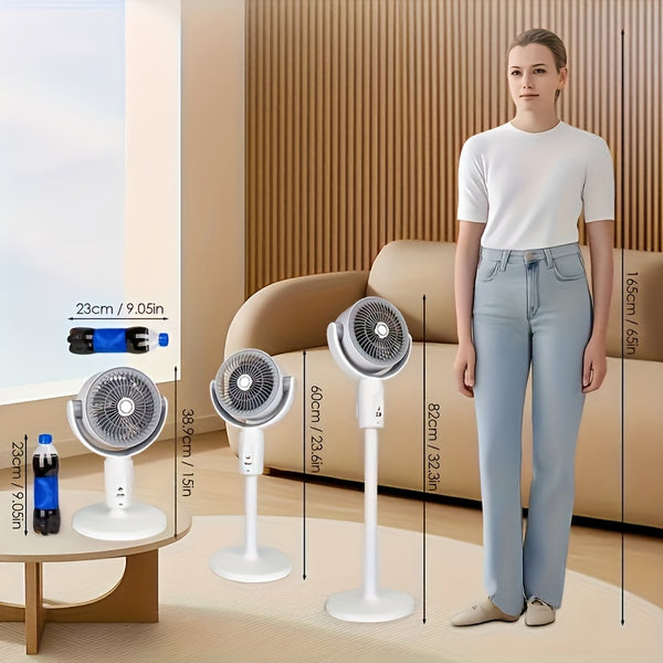 3-in-1 Vertical Fan, 90°+ 180° Oscillation, 5-Speed Settings, Type-C Charging Port
