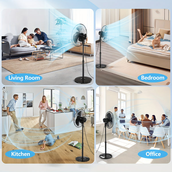 16\u002F18-Inch Pedestal Stand Fan - Quiet 3-Speed Operation, Adjustable Tilt And Height