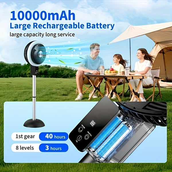 Oscillating Pedestal  with Remote, 10000mAh Quiet Floor  with DC Motor, Standing  for Home