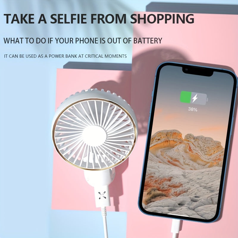 NEW USB charging foldable handheld small fan, can hang neck and desktop