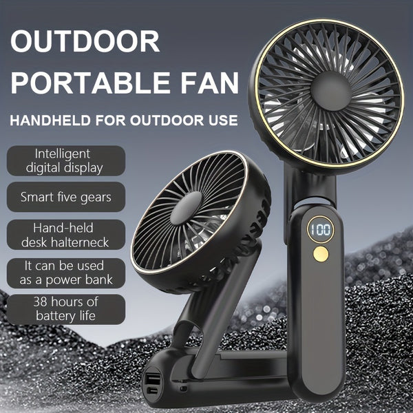NEW USB charging foldable handheld small fan, can hang neck and desktop