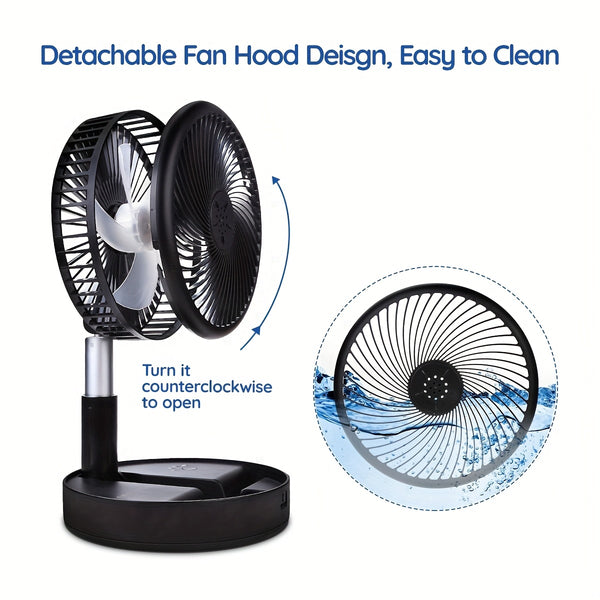 Primevolve Portable Standing Fan, Rechargeable USB Floor Standing Desktop Fan with Remote Control