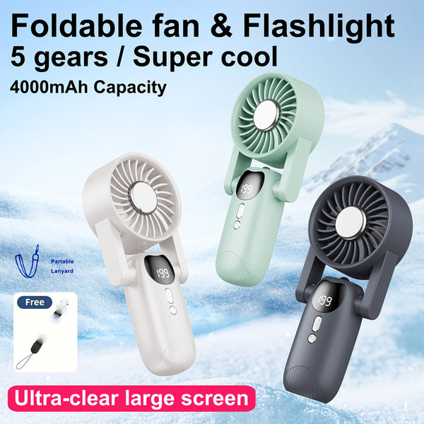 Foldable Digital Display Mini Fan, Essential for Outdoor Office & Students