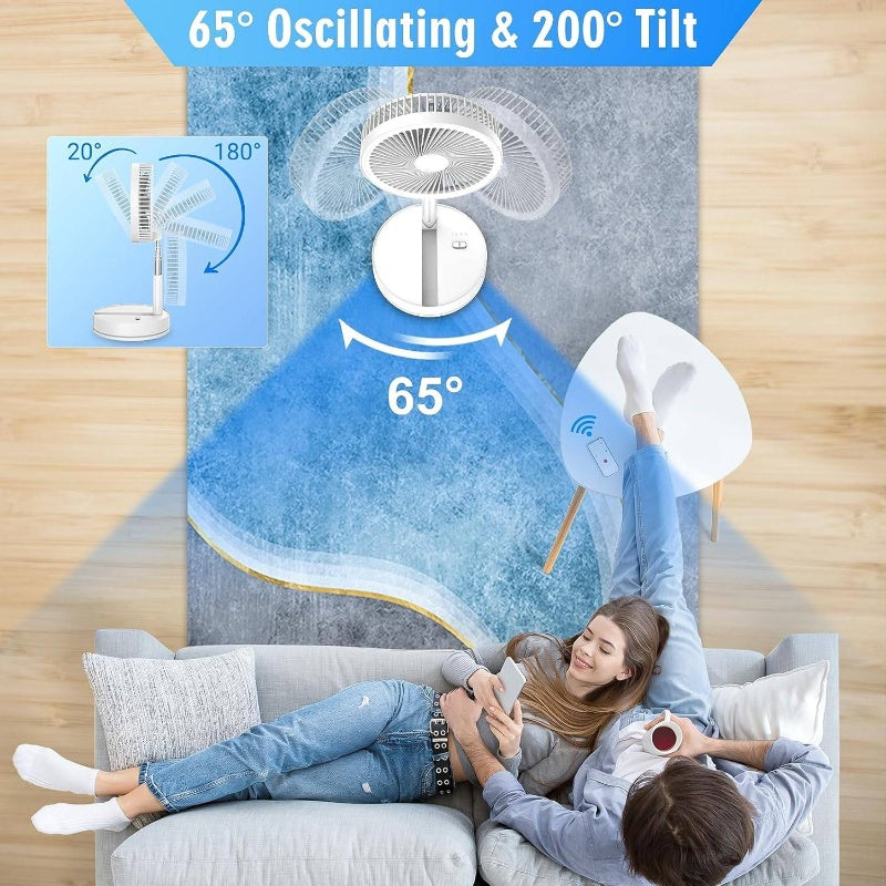Rechargeable Battery Foldable Desk Travel Camping Pedestal Fan