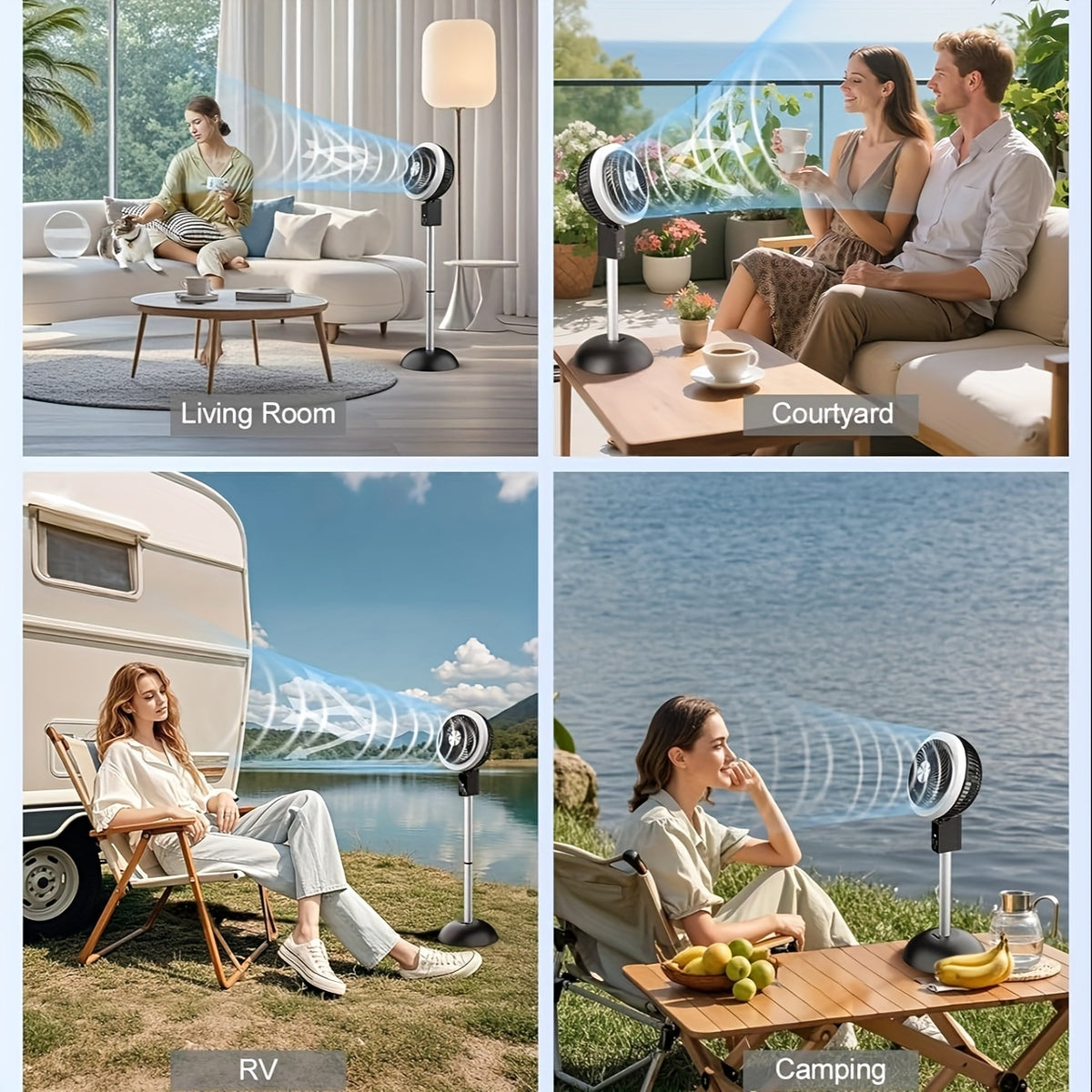Oscillating Pedestal  with Remote, 10000mAh Quiet Floor  with DC Motor, Standing  for Home