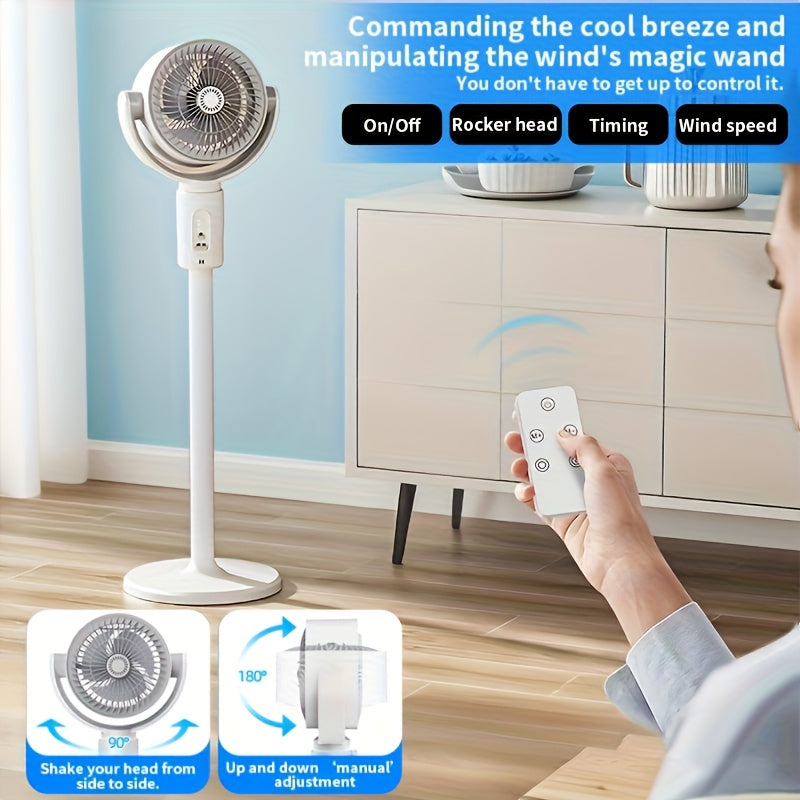 3-in-1 Vertical Fan, 90°+ 180° Oscillation, 5-Speed Settings, Type-C Charging Port