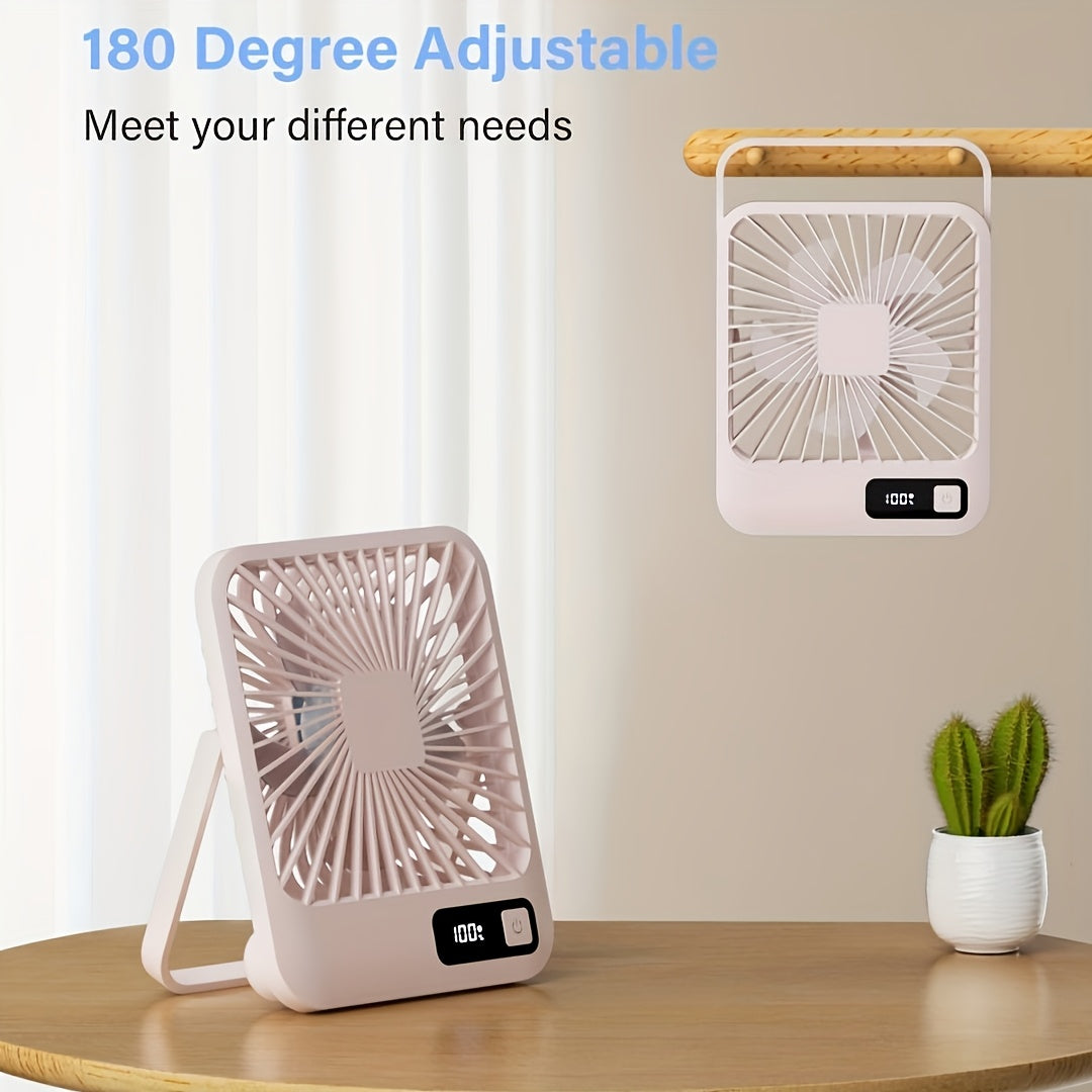 MESIONDY Rechargeable Portable Fan with Power Display, 2000mAh 180° Foldable