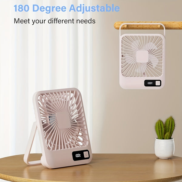MESIONDY Rechargeable Portable Fan with Power Display, 2000mAh 180° Foldable