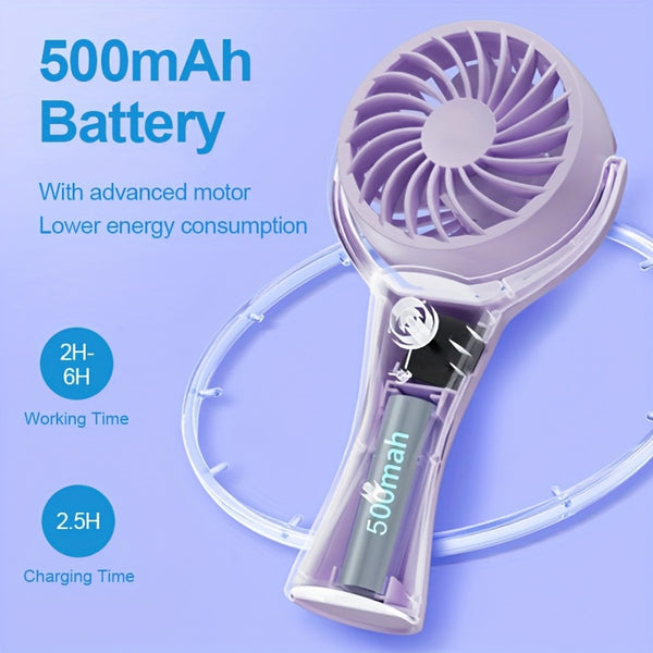 4pcs Adjustable Portable Handheld Fan, USB Rechargeable Fan with 3 Speed Adjustable Handheld Fan