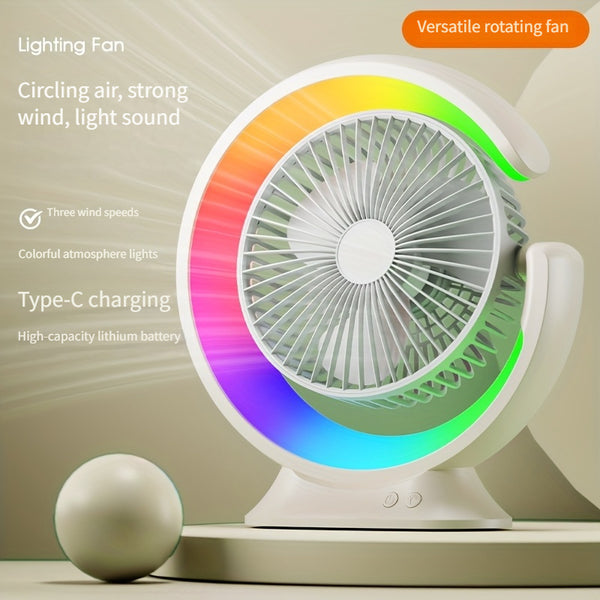 Powerful Wind Silent Desktop Fan, USB Charging\u002F1200mAh