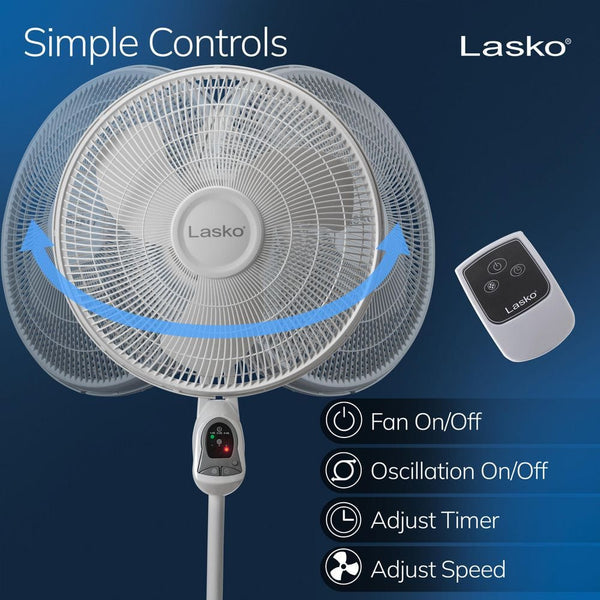 16 in. 3 Speed Oscillating Pedestal Fan with Adjustable Height