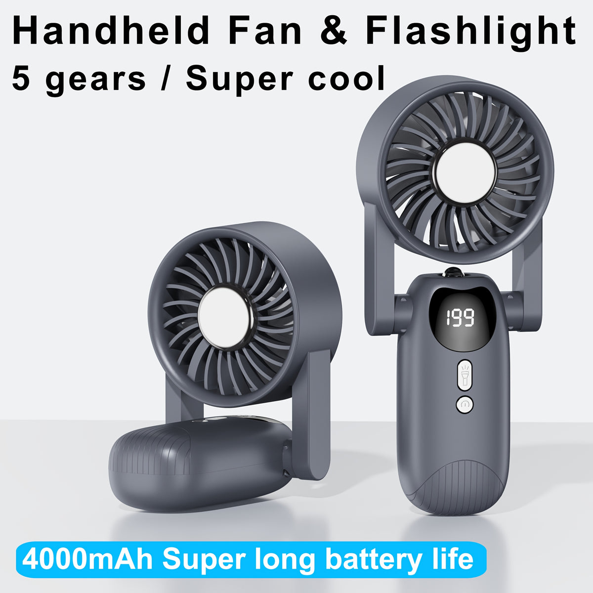Foldable Digital Display Mini Fan, Essential for Outdoor Office & Students