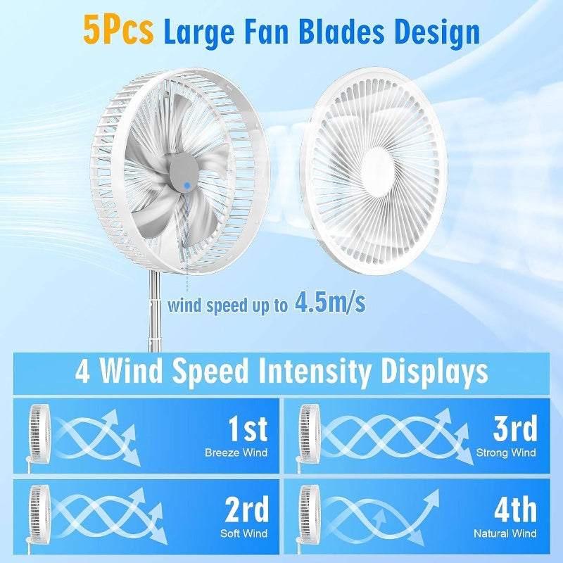 Rechargeable Battery Foldable Desk Travel Camping Pedestal Fan