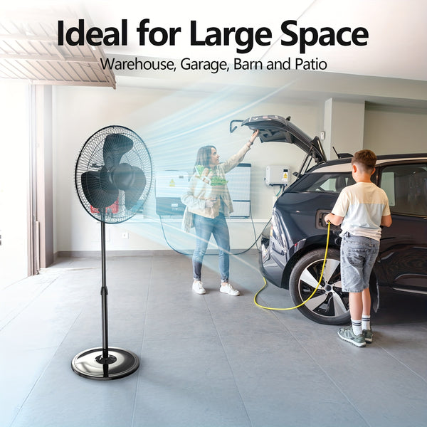 16\u002F18-Inch Pedestal Stand Fan - Quiet 3-Speed Operation, Adjustable Tilt And Height