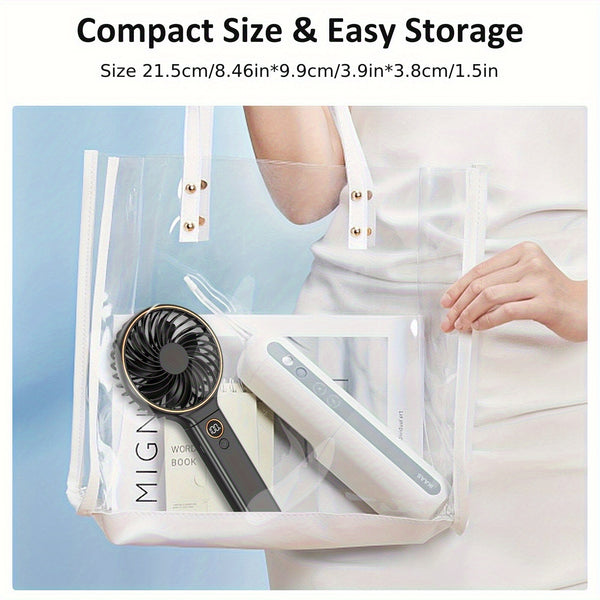 USB Handheld Fan - 6 Speeds Adjustable, 3000mAh Battery, Power Digital Display