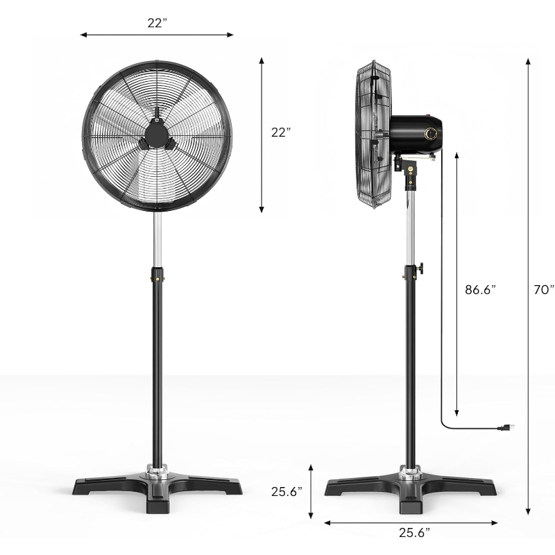 20\u002F 30 Inch Industrial Pedestal Fan, 5000CFM High Velocity and Heavy Duty Standing Fan