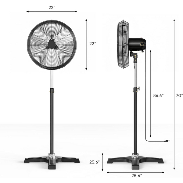 20\u002F 30 Inch Industrial Pedestal Fan, 5000CFM High Velocity and Heavy Duty Standing Fan